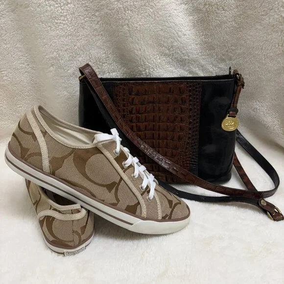 WOMENS COACH DALIA F0007/K05 BROWN SIGNATURE "C" JACQUARD SNEAKERS SIZE 10M - Picture 12 of 12